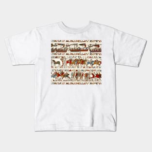 THE BAYEUX TAPESTRY ,BATTLE OF HASTINGS ,NORMAN KNIGHTS AND VIKING SHIPS Kids T-Shirt